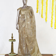 Golden Meadow Organza Saree