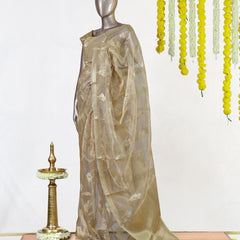 Golden Meadow Organza Saree