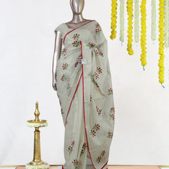 Ruby Blossom Organza Saree