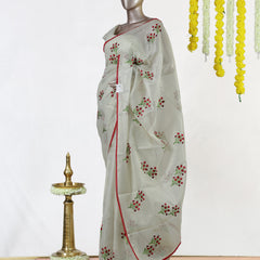 Ruby Blossom Organza Saree