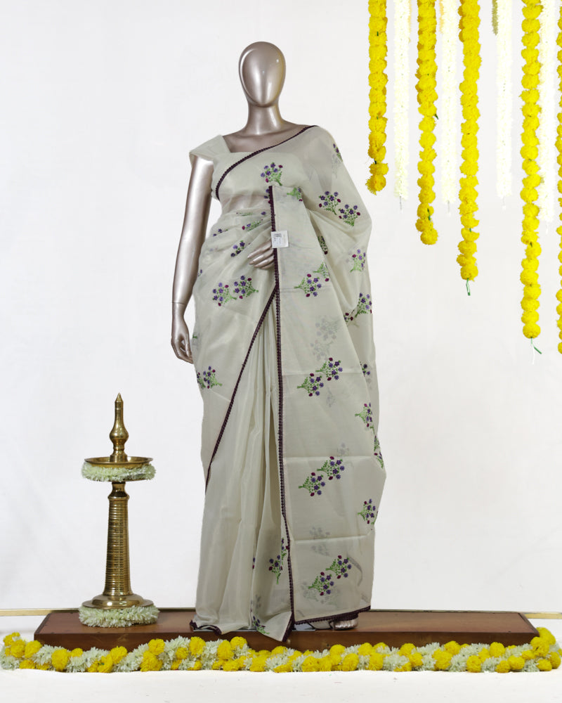 Amethyst Bloom Organza Saree