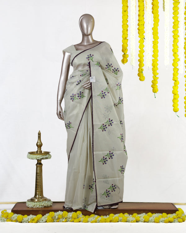 Amethyst Bloom Organza Saree