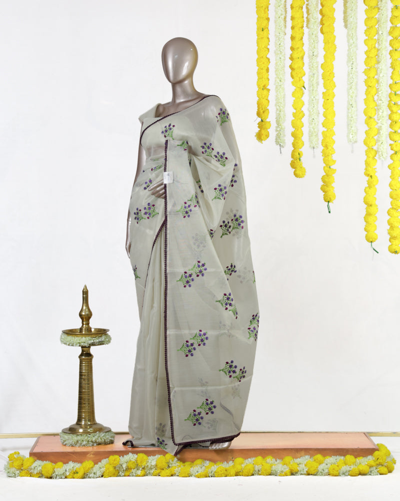 Amethyst Bloom Organza Saree