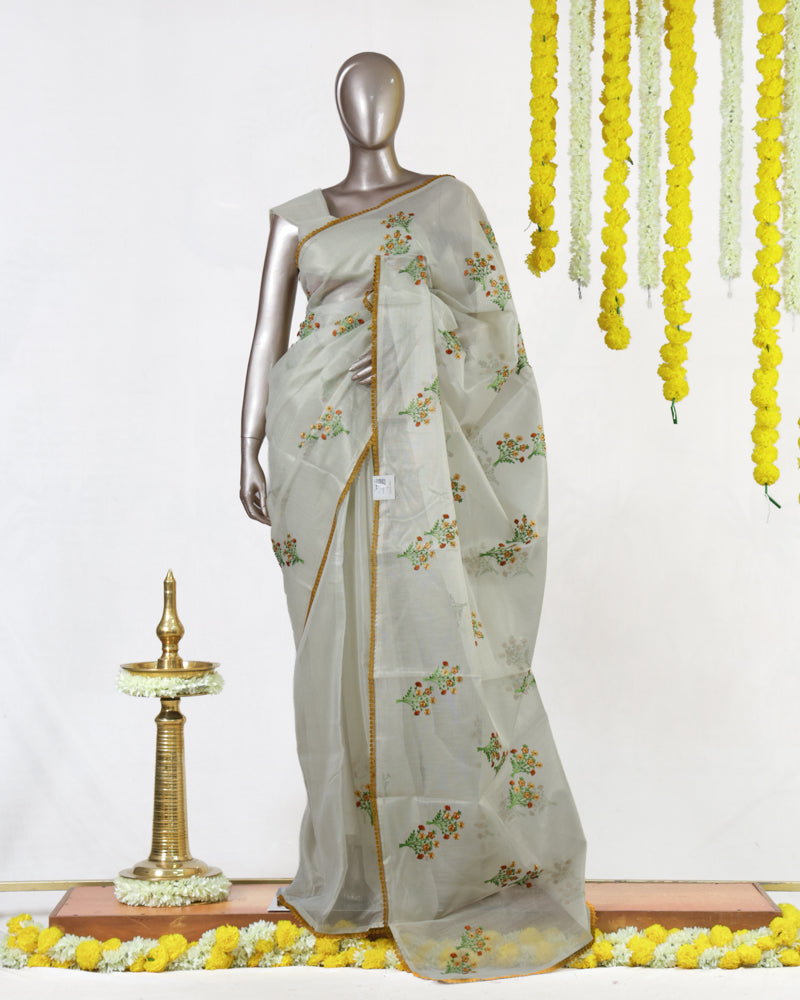 Marigold Bloom Tissue Organza Saree