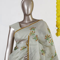 Marigold Bloom Tissue Organza Saree