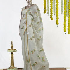 Marigold Bloom Tissue Organza Saree