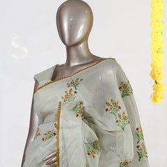 Marigold Bloom Tissue Organza Saree