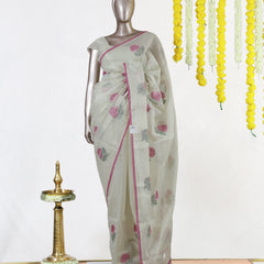 Rosy Bloom Tissue Organza Saree