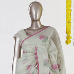 Rosy Bloom Tissue Organza Saree