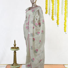 Rosy Bloom Tissue Organza Saree