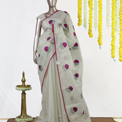 Magenta Chrysanthemum Tissue Organza Saree