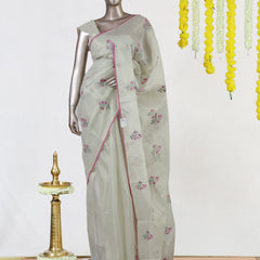Pink Rosebud Tissue Organza Saree