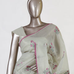 Pink Rosebud Tissue Organza Saree