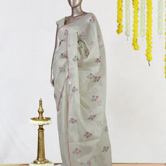 Pink Rosebud Tissue Organza Saree