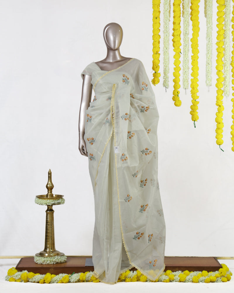 Golden Marigold Tissue Organza Saree