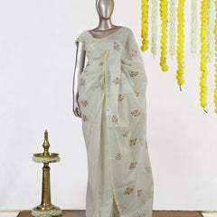 Golden Marigold Tissue Organza Saree