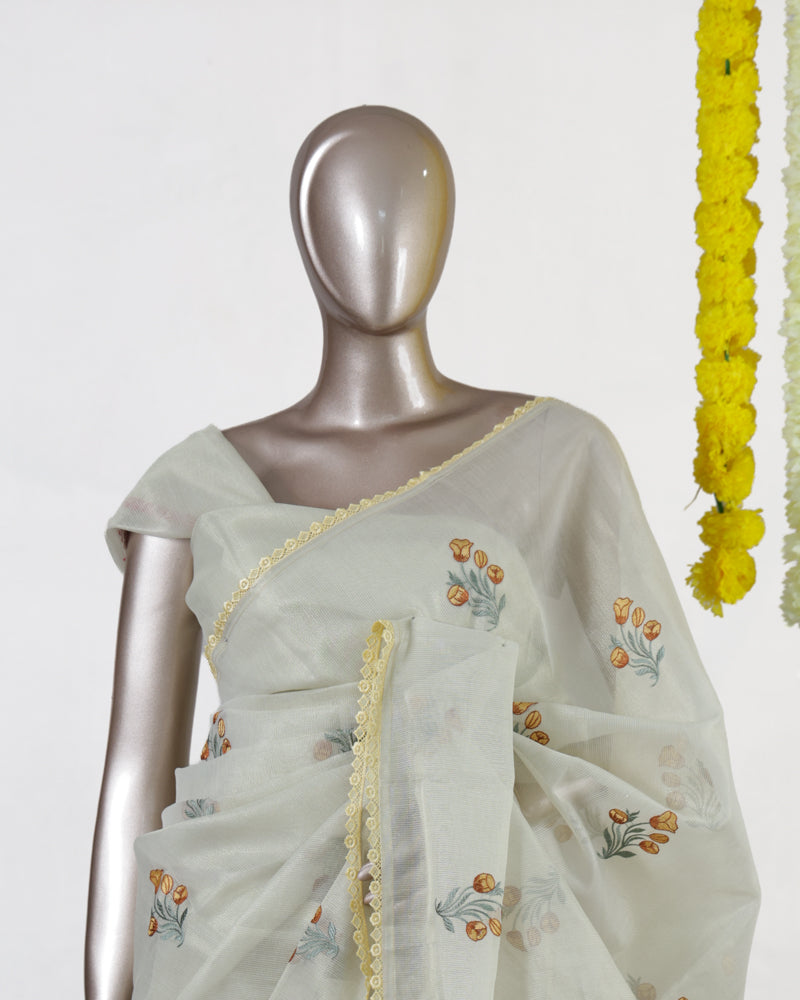 Golden Marigold Tissue Organza Saree