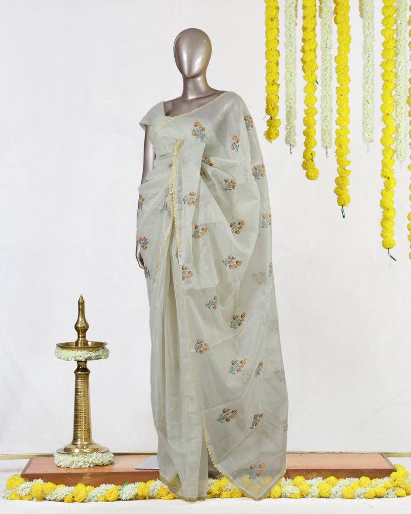 Golden Marigold Tissue Organza Saree