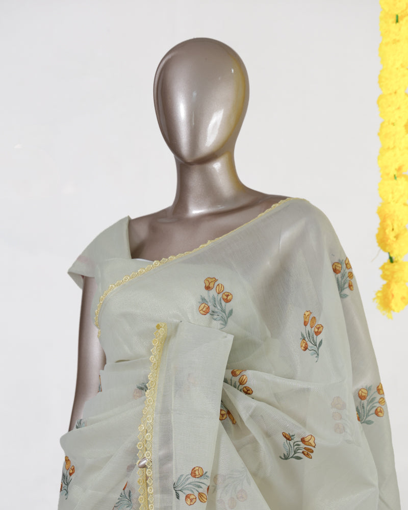 Golden Marigold Tissue Organza Saree