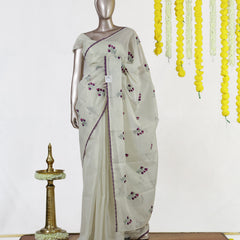 Lavender Berry Tissue Organza Saree