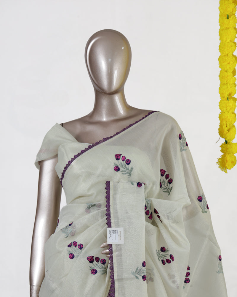 Lavender Berry Tissue Organza Saree