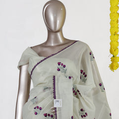 Lavender Berry Tissue Organza Saree