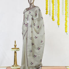 Lavender Berry Tissue Organza Saree