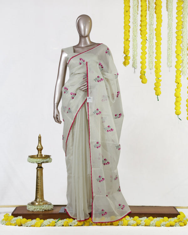 Pink Berry Tissue Organza Saree