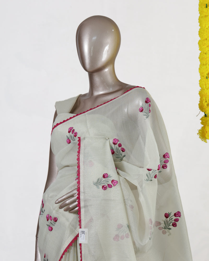Pink Berry Tissue Organza Saree