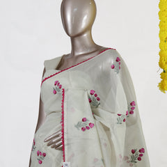 Pink Berry Tissue Organza Saree