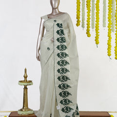 Emerald Leaf Tissue Organza Saree