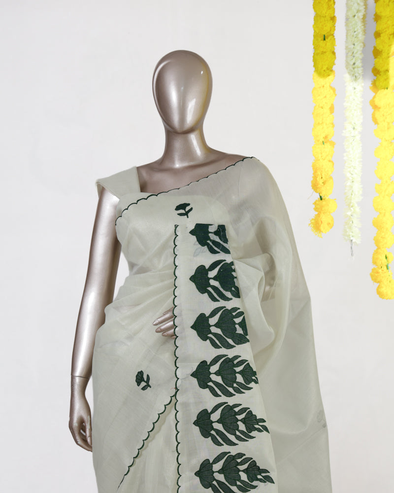 Emerald Leaf Tissue Organza Saree