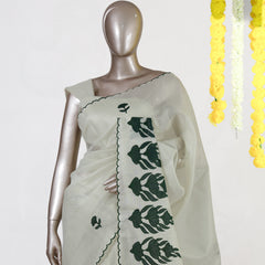 Emerald Leaf Tissue Organza Saree