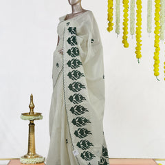 Emerald Leaf Tissue Organza Saree