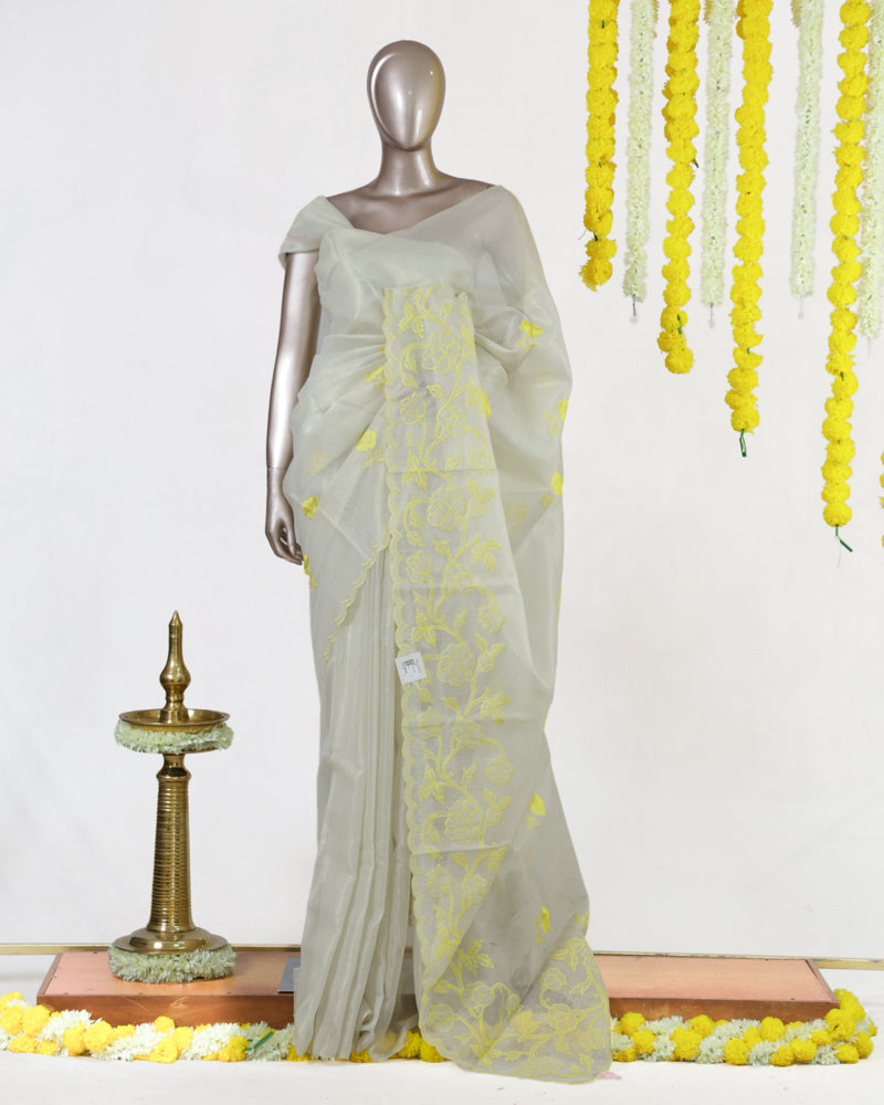 Golden Bloom Tissue Organza Saree