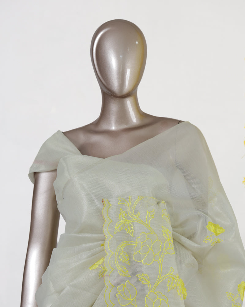 Golden Bloom Tissue Organza Saree