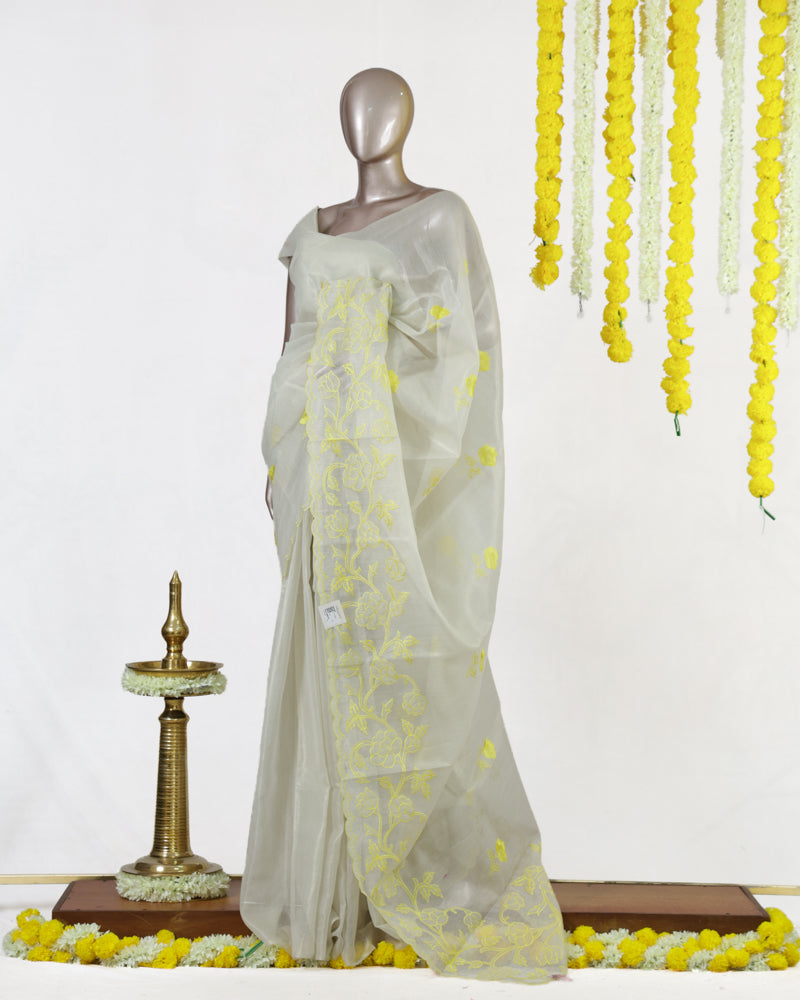 Golden Bloom Tissue Organza Saree