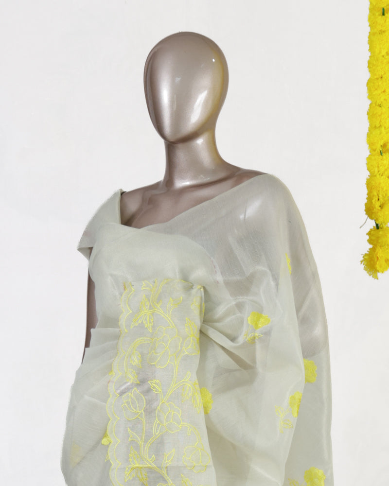 Golden Bloom Tissue Organza Saree