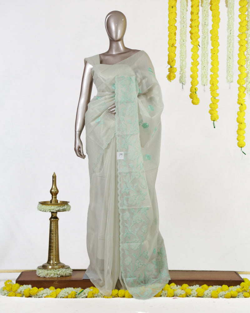 Mint Blossom Tissue Organza Saree