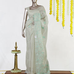 Mint Blossom Tissue Organza Saree