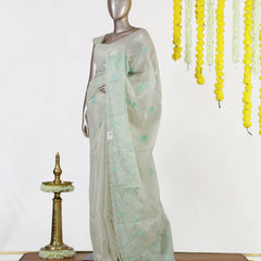 Mint Blossom Tissue Organza Saree