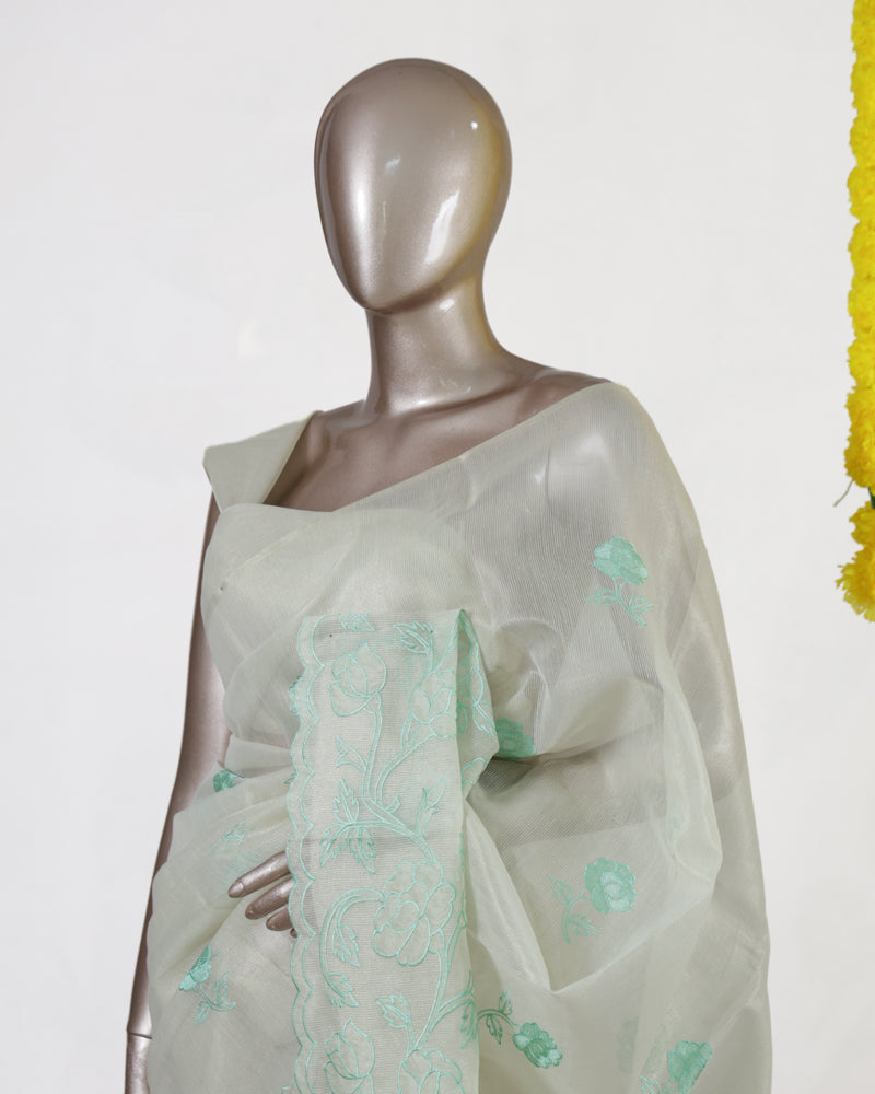 Mint Blossom Tissue Organza Saree