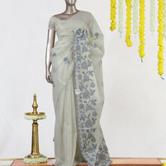 Silver Bloom Tissue Organza Saree