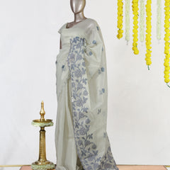Silver Bloom Tissue Organza Saree