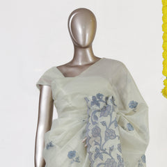 Silver Bloom Tissue Organza Saree
