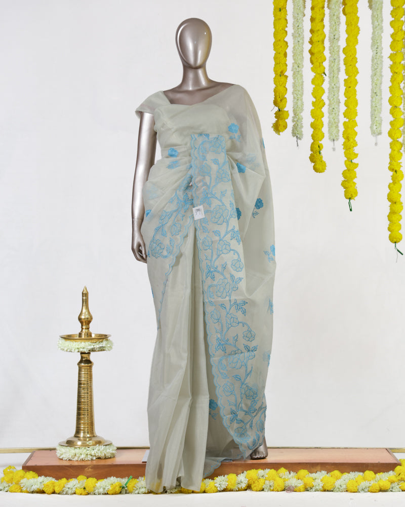 Sky Bloom Tissue Organza Saree