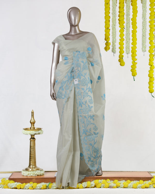 Sky Bloom Tissue Organza Saree