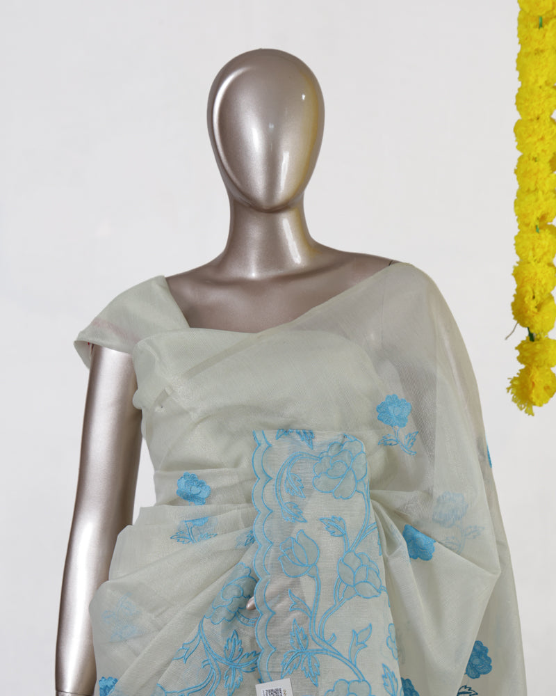 Sky Bloom Tissue Organza Saree