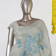Sky Bloom Tissue Organza Saree