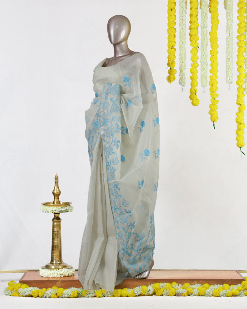 Sky Bloom Tissue Organza Saree